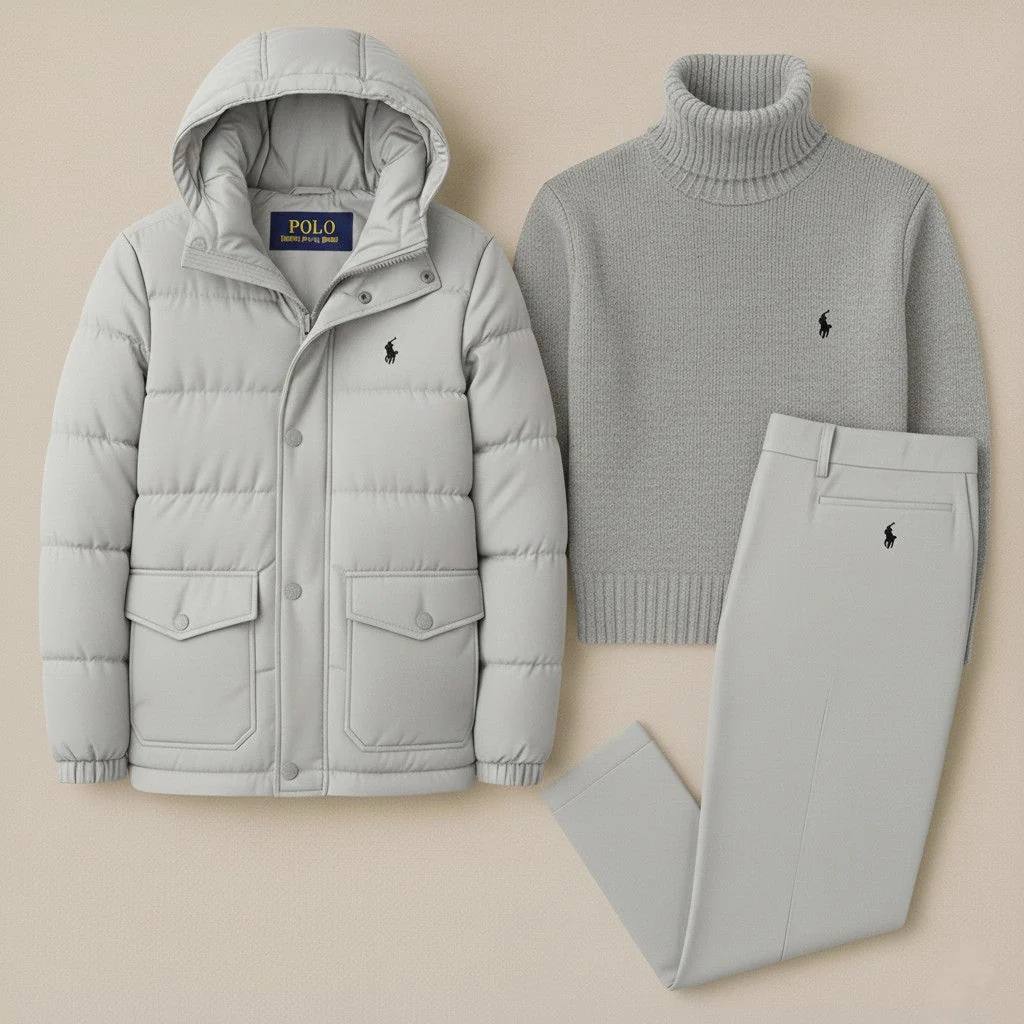 RL™ – Elegant Winter Set (Sweater, Pant, Puffer Jacket)